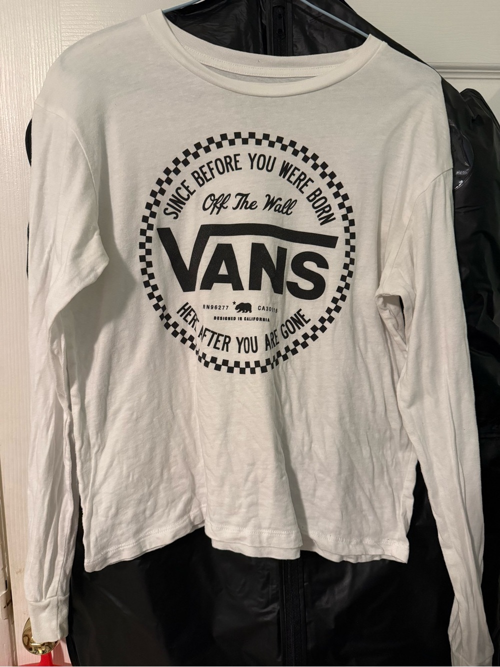 Vans White Long Sleeve Logo Tee , T Shirt, Size Medium, Unisex